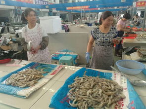 东方对虾亮相海产品市场，摊主拎着卖生意火爆